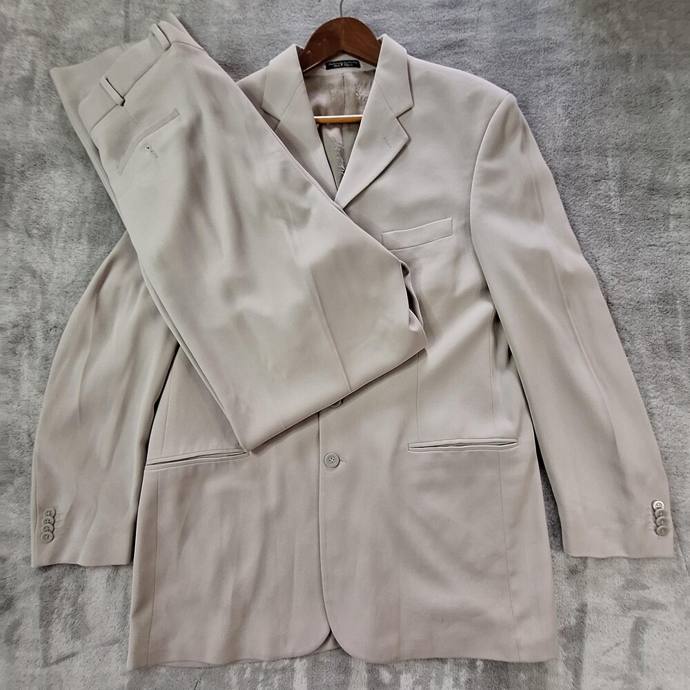 Vicci Uomo Suit Mens Large 42 35 Beige Jacket Pants Set Ventless 2 Piece Classic
